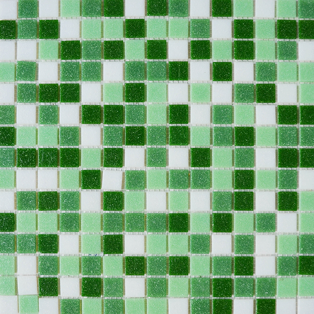 Azulejo de mosaico de vidrio cuadrado mixto verde 20X20