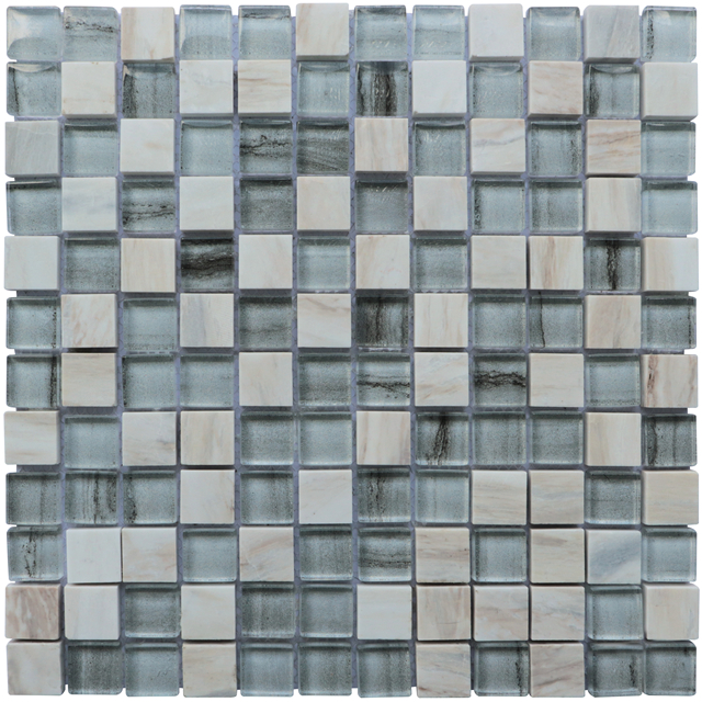 Mosaico de vidrio de mezcla de piedra de 23x23 mm de fabricación china